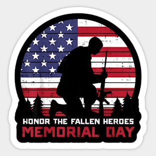 Honor The Fallen Heroes Memorial Day US Flag Men Women Kids Sticker